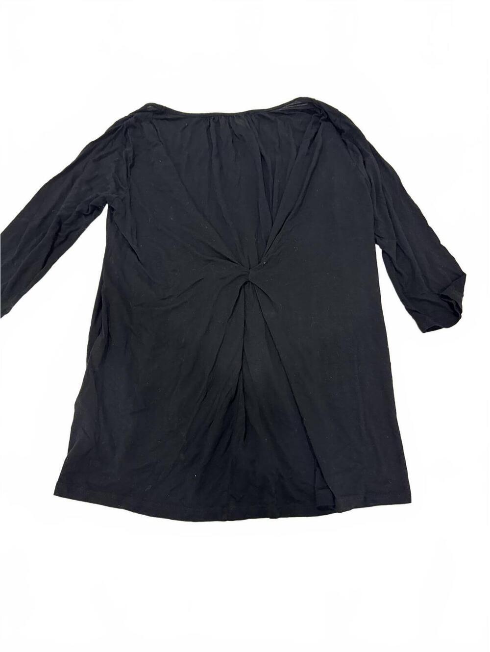 Forever 21 Plus Black 3/4 Sleeve Swing Tunic Top XL Cutout Twist Back - Picture 2 of 7